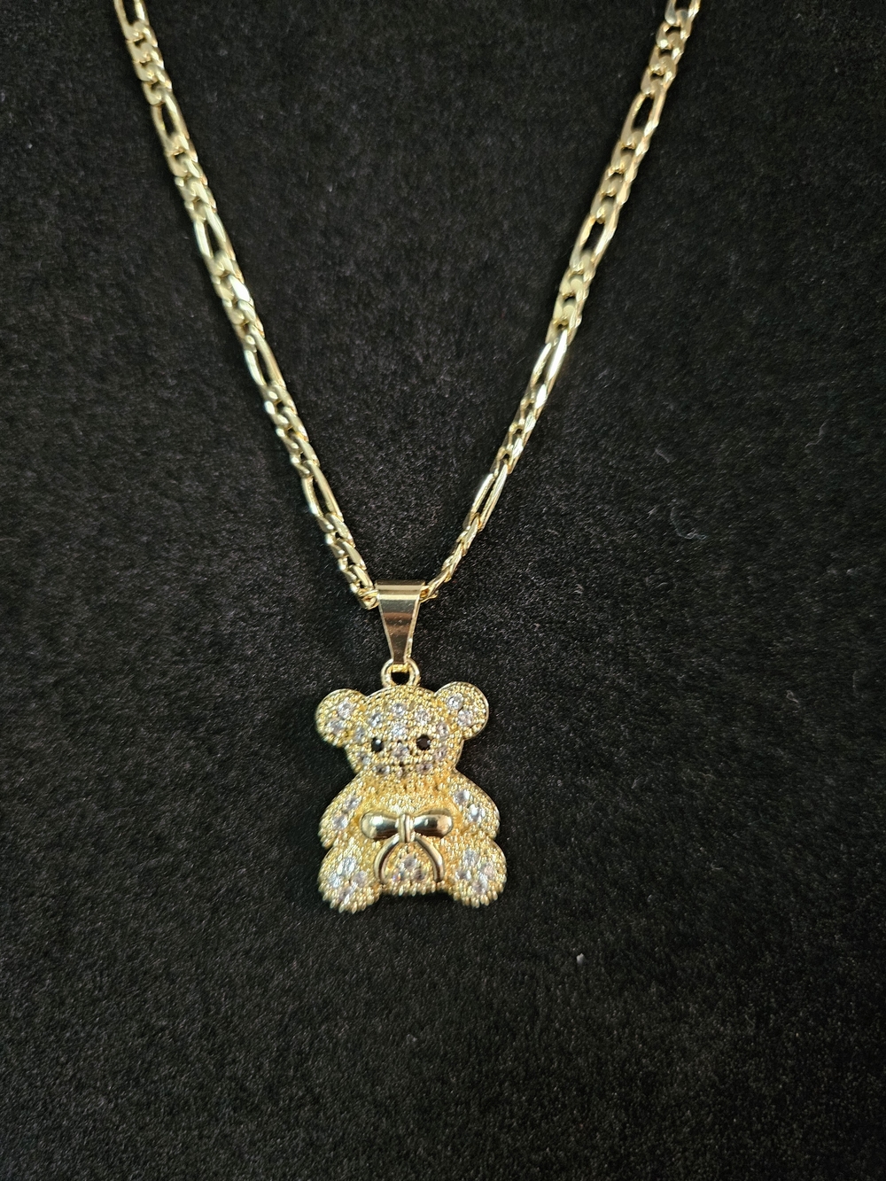 Gold Plated Teddy Bear Pendant Necklace - Stylish Pet Accessory